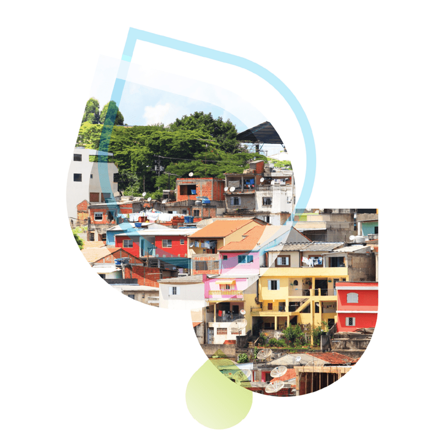 巴西城镇的图像以泪珠的形状呈现